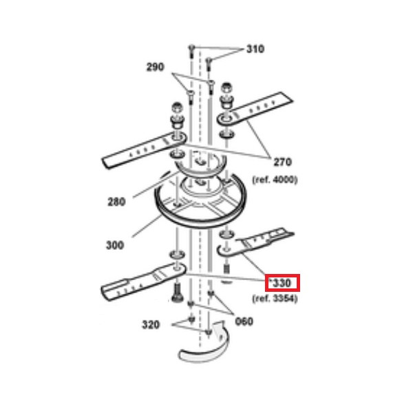 Paire de lames droite supérieur tondeuse autoportée KUBOTA RC50C